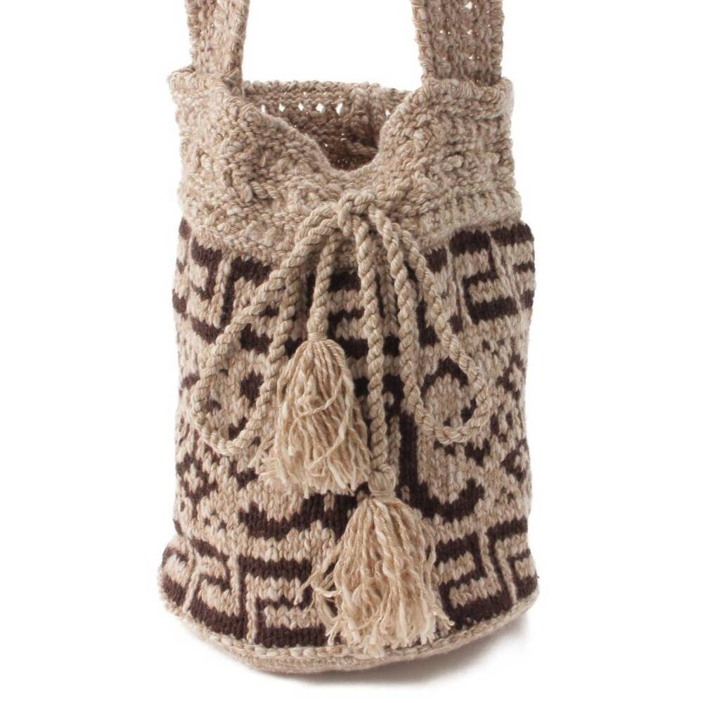 Celine Fair Isle Wool Shoulder Bag Taupe Cream